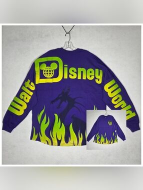 Disney Spirit Jersey NWT Maleficent Dragon Flames Purple Long Sleeve Adult XL